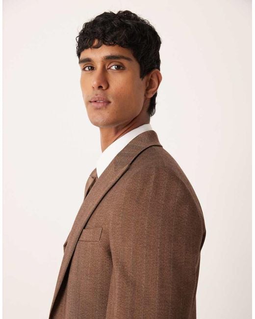 ASOS Brown Slim Wool Look Suit Jacket for men
