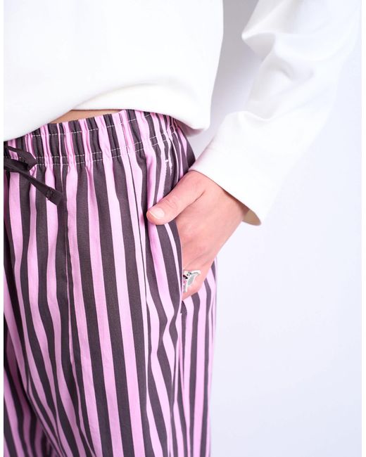 TOPSHOP Purple – gerade geschnittene hose aus popeline mit streifen