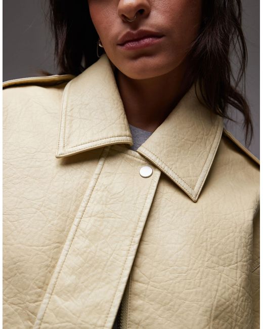 TOPSHOP Black – kurze, bauschige bomberjacke aus kunstleder