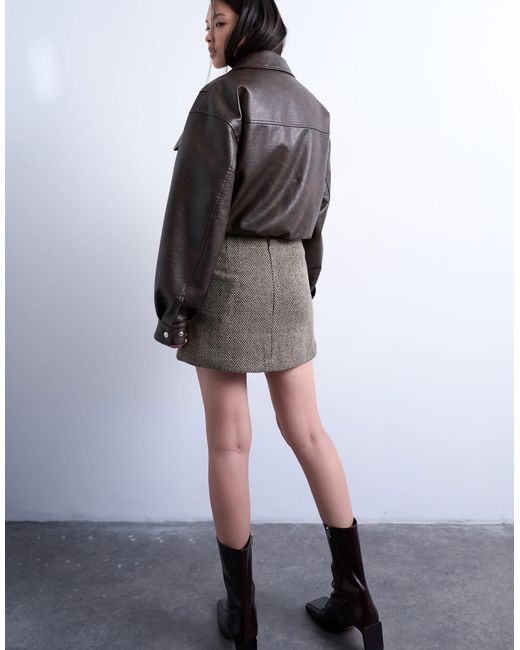 TOPSHOP Black Herringbone Mini Pelmet Skirt