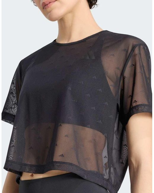 Adidas Originals Black Primelift Essentials Workout Boxy Mesh T-shirt