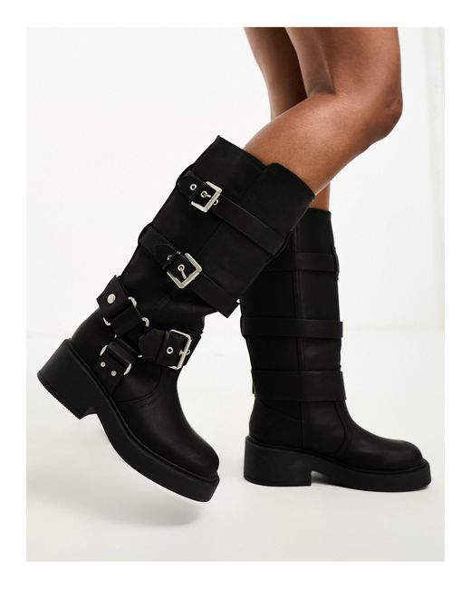 asos black biker boots