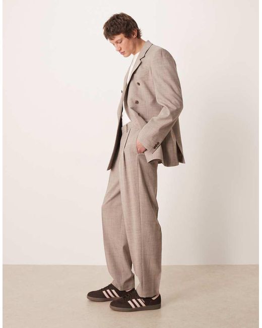 ASOS Natural Oversized Tapered Suit Trousers for men