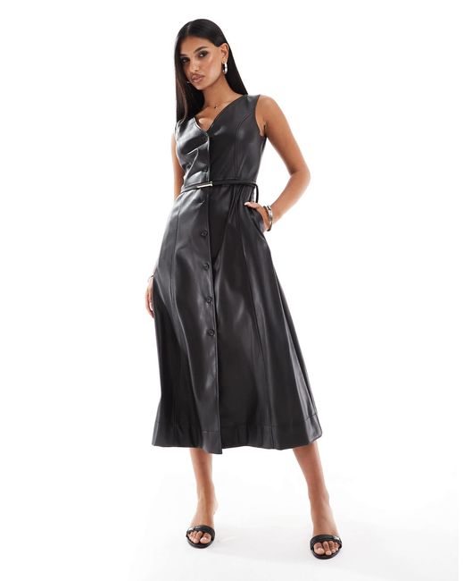 River Island Black – latzkleid aus kunstleder