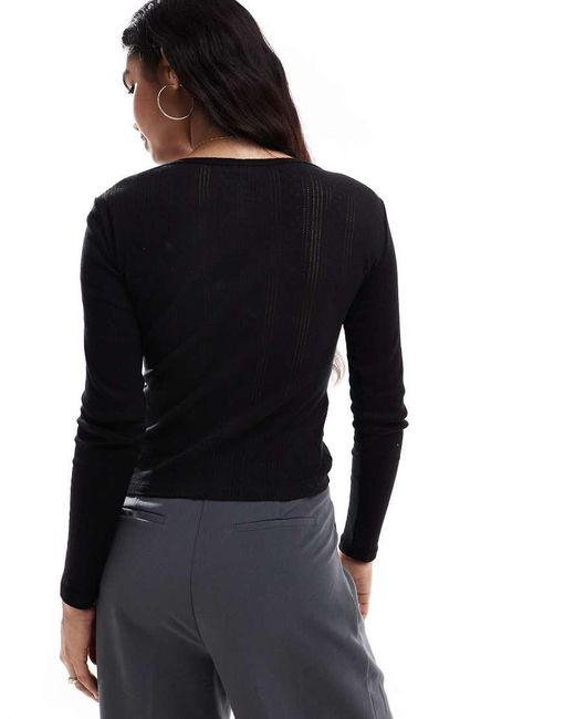 Vero Moda Blue Pointelle Long Sleeve Top