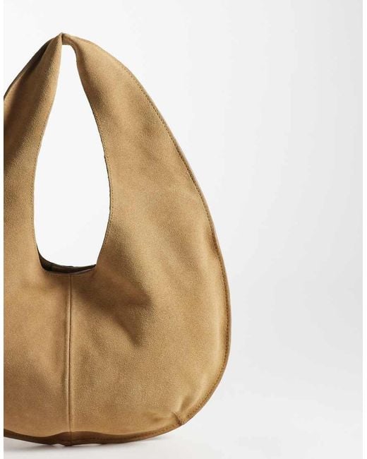 Mango Natural 100% Suede Sack Shoulder Bag