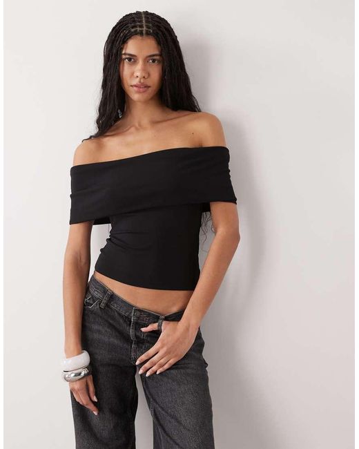 Weekday Black Bardot Top