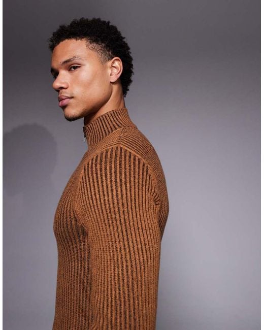 ASOS Gray Muscle Fit Knitted Rib Zip Through Jacket for men