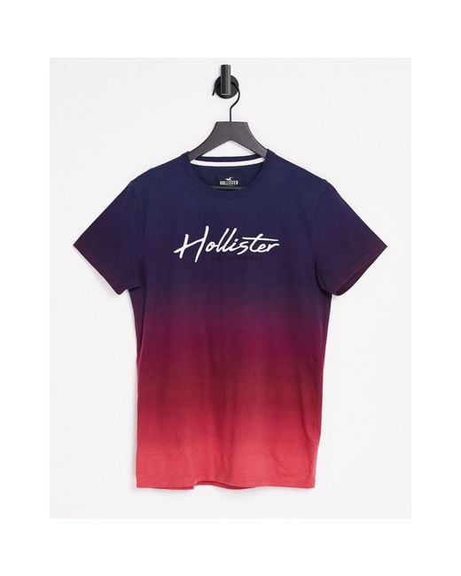 Hollister Red Core Tech Ombre T-shirt With Logo for men