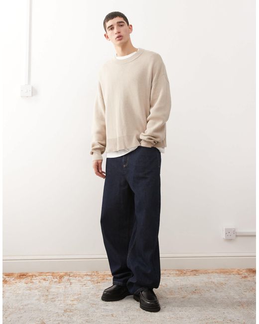 Weekday – kastiger strickpullover in Natural für Herren