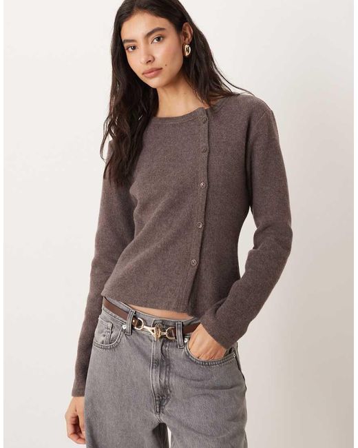 ASOS Brown Asymmertic Placket Button Through Super Soft Top