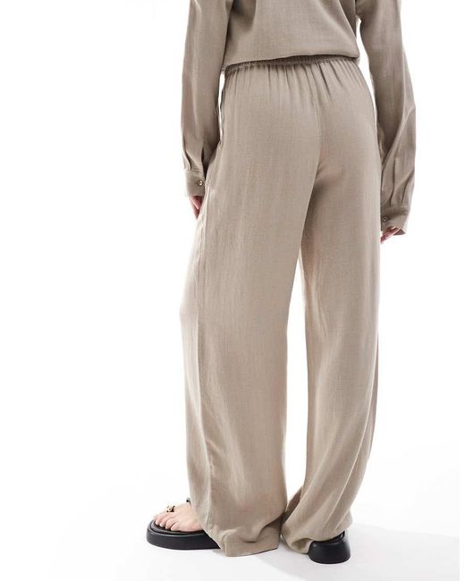 SELECTED White Linen Touch Wide Fit Trousers