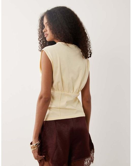 ASOS Brown Corset Waist Top With Ruched Top