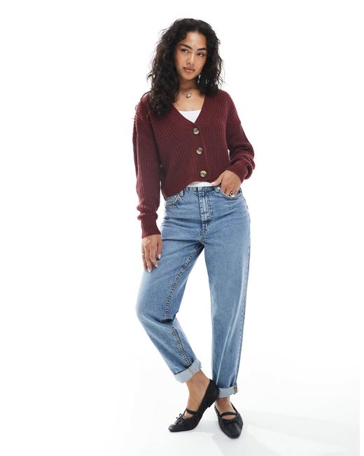 ONLY Purple – gerippte strickjacke