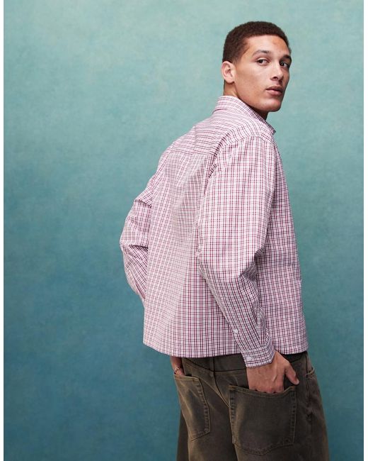 Camicia Oversize Squadrata A Quadri Rossi di ASOS in Red da Uomo