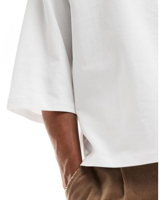 ASOS White Oversized Heavyweight Boxy Half Sleeve T-shirt for men