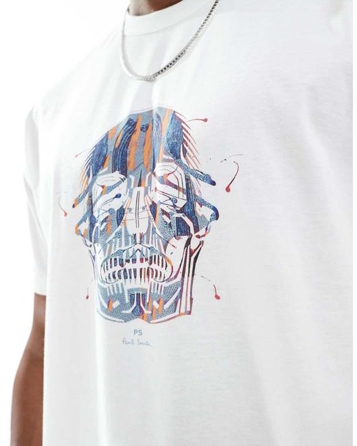 Camiseta Blanca De Corte Estándar Con Estampado De Calavera De Paul Smith de hombre de color White