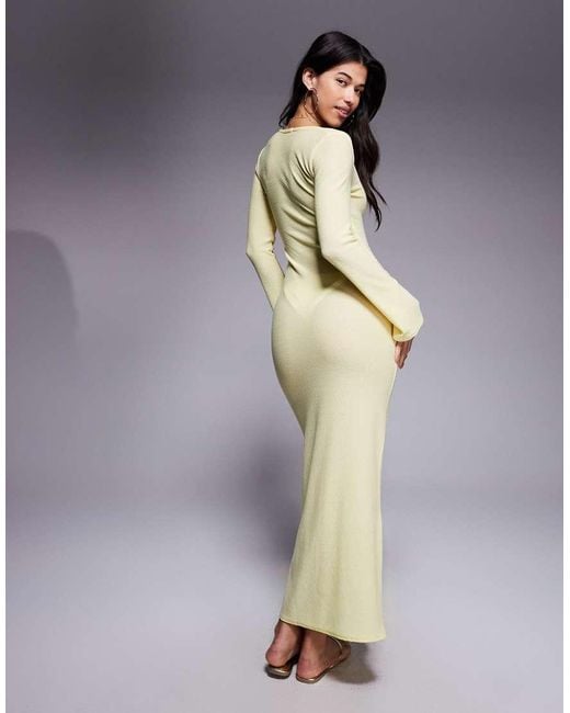 Missy Empire Yellow Beach Sheer Knit Keyhole Maxi Dress