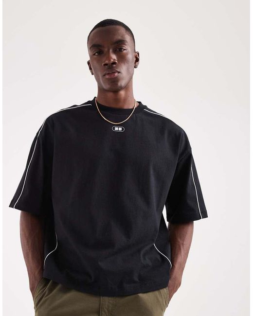 ASOS Black Boxy Oversized T-shirt With Kyoto Graphic for men