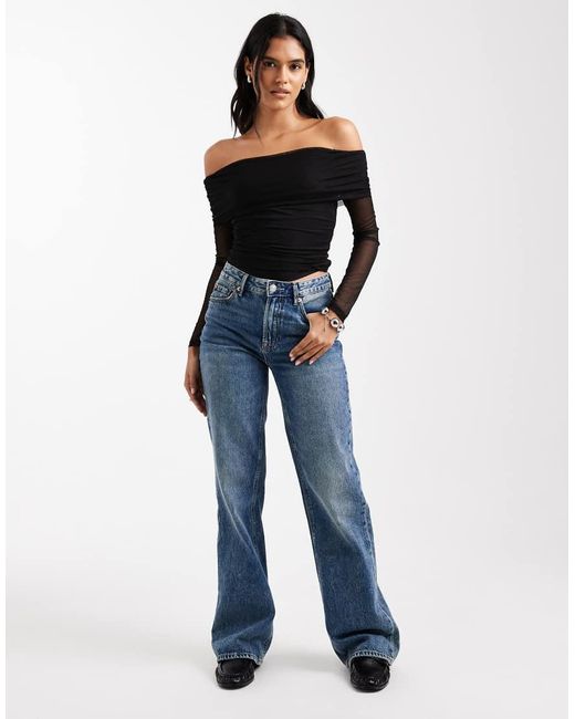 Cotton On Black Ashley Off Shoulder Mesh Top