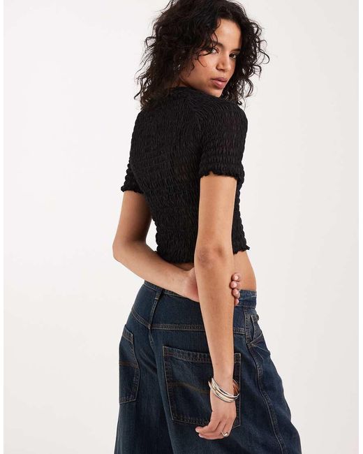 Adidas Originals Black Smocked T-Shirt