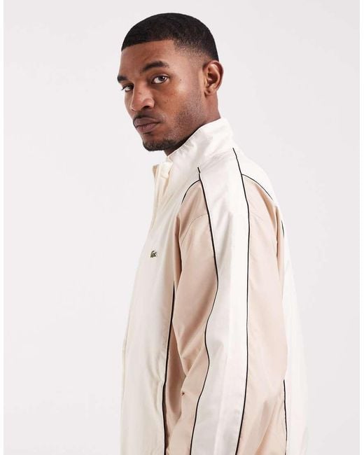 Lacoste White Colour Block Track Jacket for men