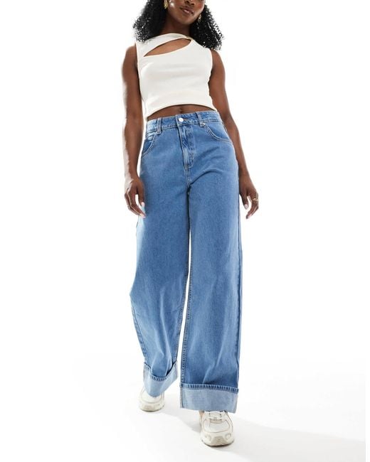 ASOS Blue Loose Jean With Deep Turn Up Cuff