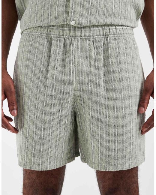 ASOS Natural Textured Mid Length Shorts for men