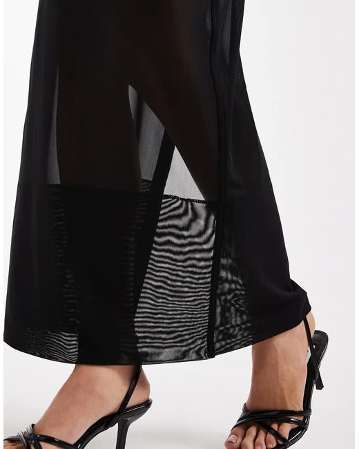 ASOS Sheer Max Mesh Co Ord Column Skirt With Deep Hem in Black | Lyst UK