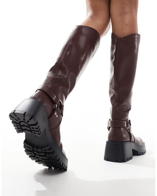 Raid Black Ultra Biker Knee Boots With Square Toe