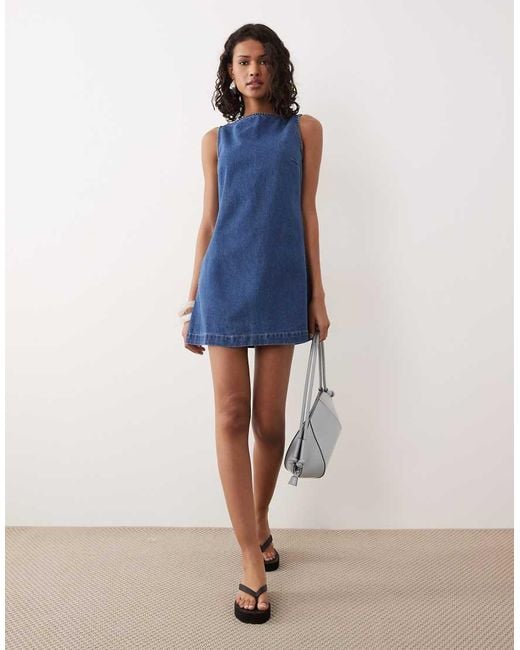 ASOS Blue Denim Fit And Flare Shift Dress