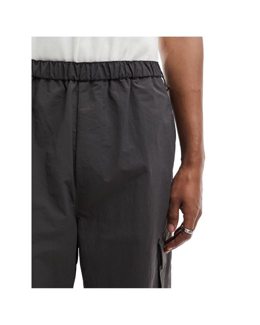 Sixth June Black Nylon Cargo Pants for men