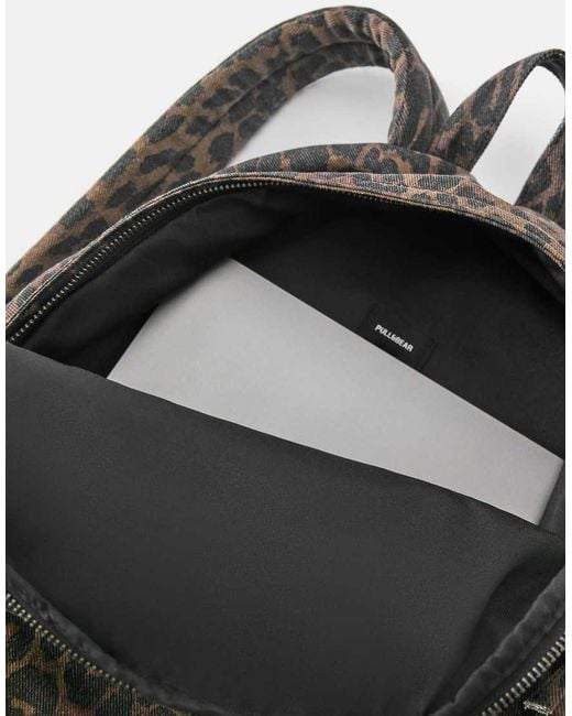 Pull&Bear Black Leopard Print Backpack
