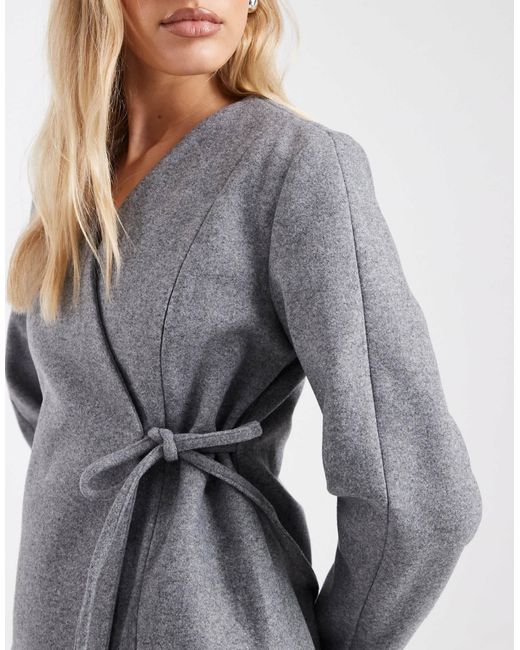 ONLY Gray Wrap Around Side Tie Structured Jacket