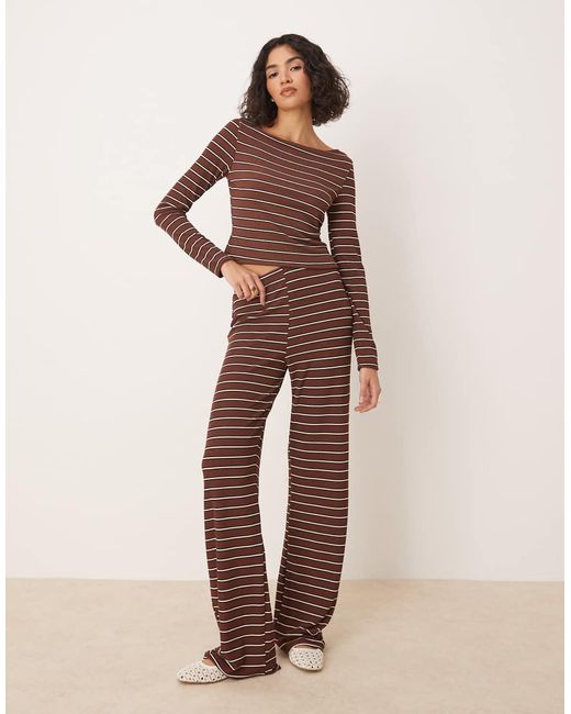 Pantalones Marrón Chocolate A Rayas De Pernera Ancha De (Parte De Un Conjunto) ASOS de color Natural