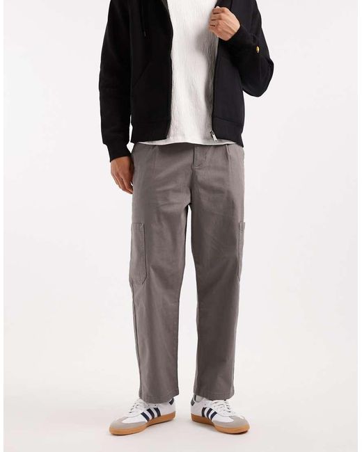 ASOS Black Relaxed Tapered Cargo Trousers for men