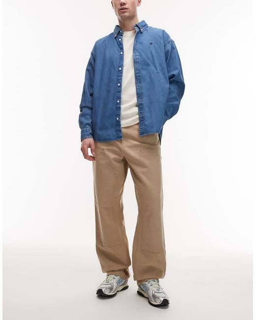 Carhartt Blue Double Knee Relaxed Straight Fit Jeans for men