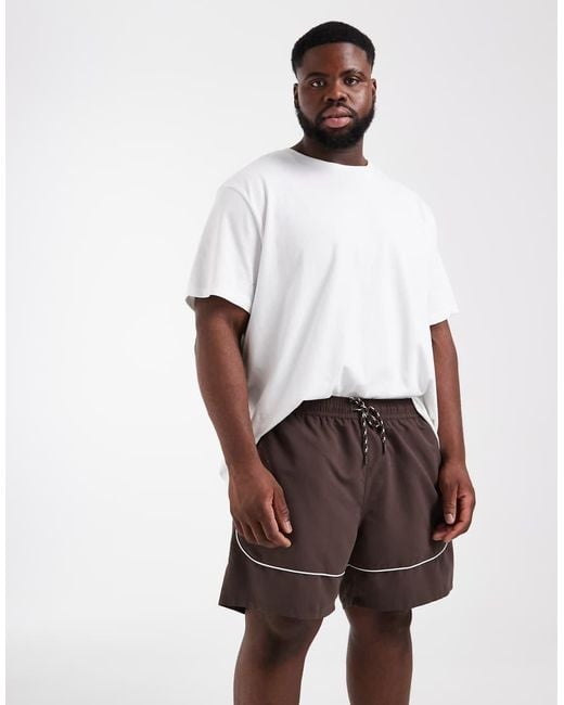 ASOS Brown Mid Length Swim Shorts for men