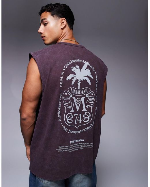 ASOS – schweres oversize-tanktop in Blue für Herren