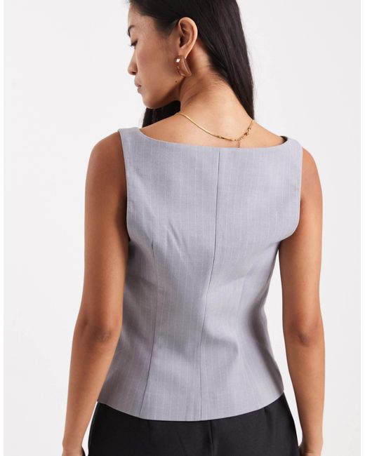 ASOS Gray Tailored Square Neck Structured Vest