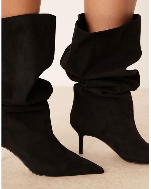 ASOS Black Curve Cydney Slouch Pull On Knee Boots