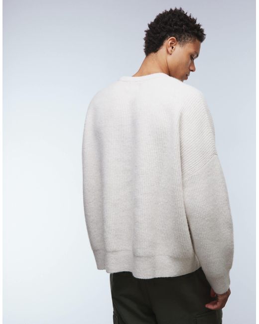 ASOS – kastiger pullover mit extremer oversie-passform aus grobstrick mit patentstrick in Natural für Herren