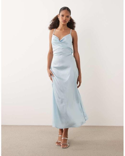 New Look White Satin Cowl Neck Midi Dress