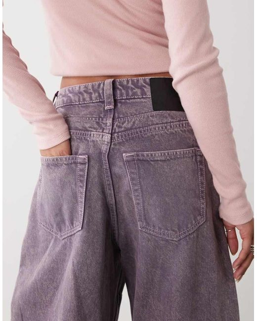 Monki Multicolor Barrel Leg Jeans With Patch Detail