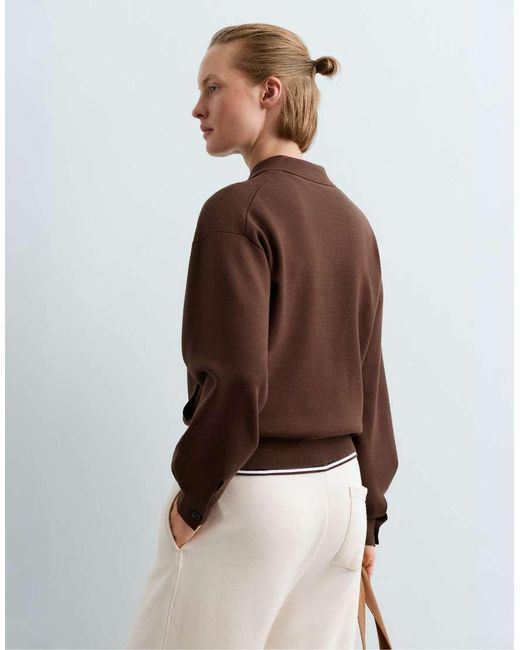 Oysho Brown Knit Polo Jacket