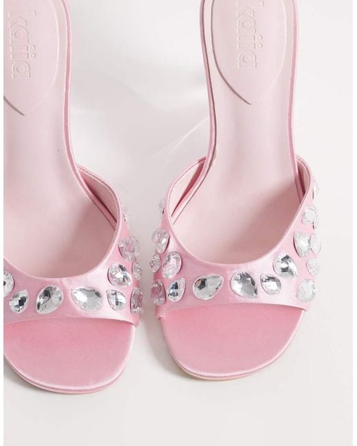 Kaiia Pink Exclusive Embellished Satin Heeled Sandals