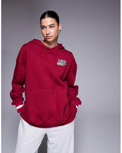 Nike Red Phoenix Fleece Oversized Hoodie With Back Graphic