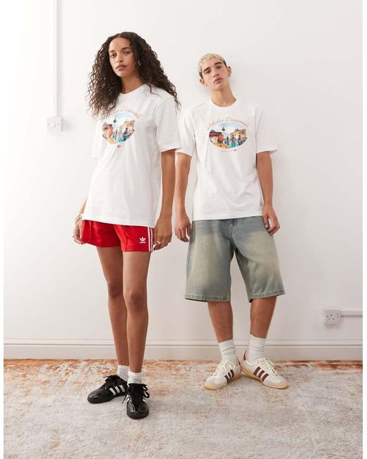 Adidas Originals White Berlin Graphic T-shirt for men