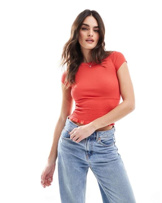 Cotton On Pia Shirred Short Sleeve Top