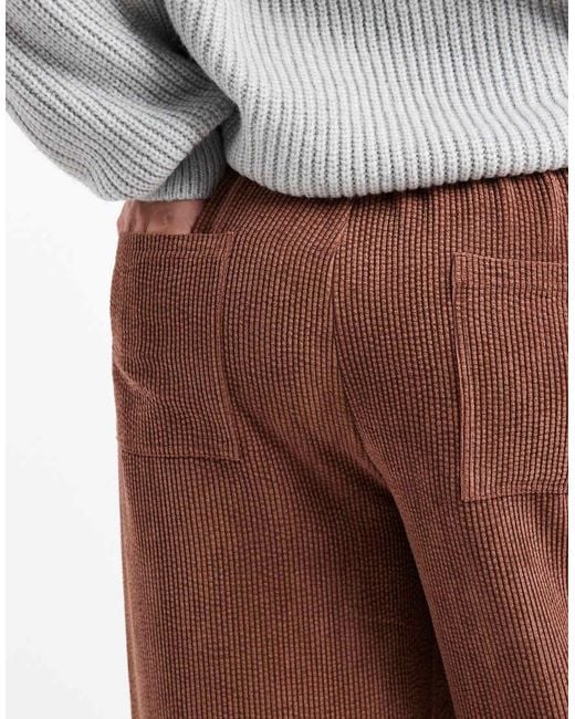 ASOS Brown Asos Design Curve Pull On Barrel Leg Cord Trousers